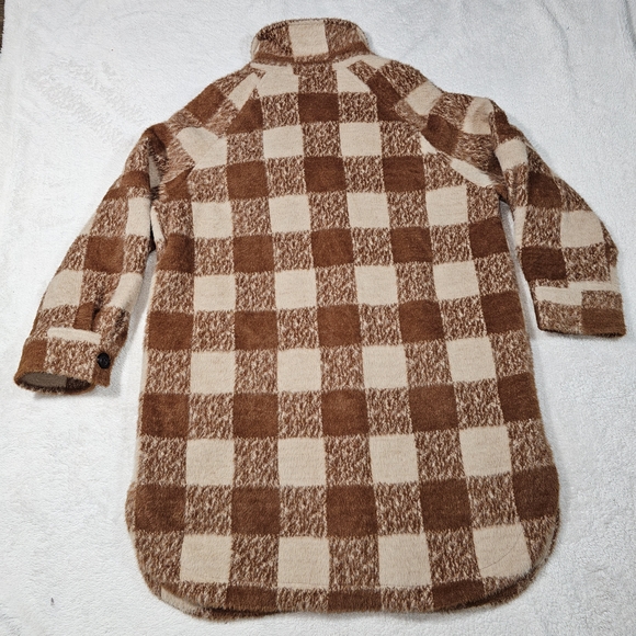GREYLIN ANTHROPOLOGIE Women’s M Brown Plaid Long Heavyweight Shacket Jacket - Picture 7 of 13